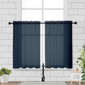 Chyhomenyc Sheer Window Curtains Tier 2 Pieces Set, 36 inch Length, Short Dining Curtains Window Treatment for Small Windows/Bathroom/Cafe/Living Room, Rod Pocket, Navy Blue