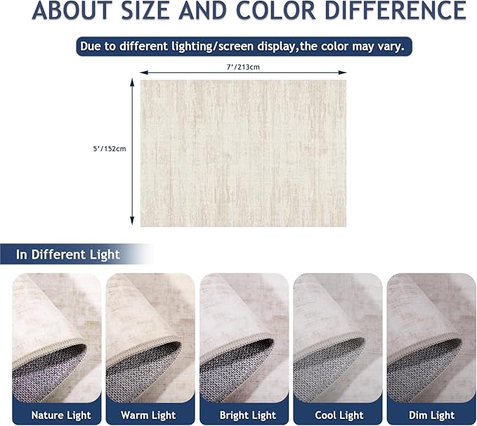 5x7 Area Rugs - Ultra-Thin Washble Rugs,Non-Slip Low Pile Abstract Print Rugs for Living Room,Home Office Decor,Stain Resistant Machine Washable Area Rug