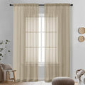 OVZME Taupe Sheer Curtains 90 Inches Long 2 Panels - Soft Light Filtering Window Sheer Panels for Living Room/Bedroom, Top Dual Rod Pocket, 1 Pair, Each 42Wx90L Inches