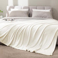 BEDELITE Fleece Blankets Queen Size Cream Throw Blankets for Bed, Luxury Plush Cozy Fuzzy Blanket 90x90 inches, Super Soft Warm Lightweight Throw Blanket All Seasons Suitable