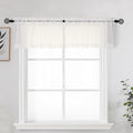 OWENIE Ivory Sheer Valance for Kitchen Windows Set of 2, Small Modern Rod Pocket Voile Valance Curtain Window Treatment Decor for Living Room Bathroom Cafe Laundry Basement, 42" W x 14" L