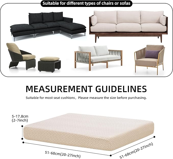 Outdoor Cushion Covers Set,8PCS Patio Furniture Couch Seat Slipcovers, Replacement for Sofa Sectional Chair(Cover，Only)