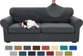 XINEAGE 2026 New 3 Pieces Couch Covers for 2 Extra Large Cushion Sofa Super Stretch Sofa Cover for 2 Large Seat Universal Loveseat Slip Cover for Living Room (Dark Gray), 71"-91"(2 Cushions)