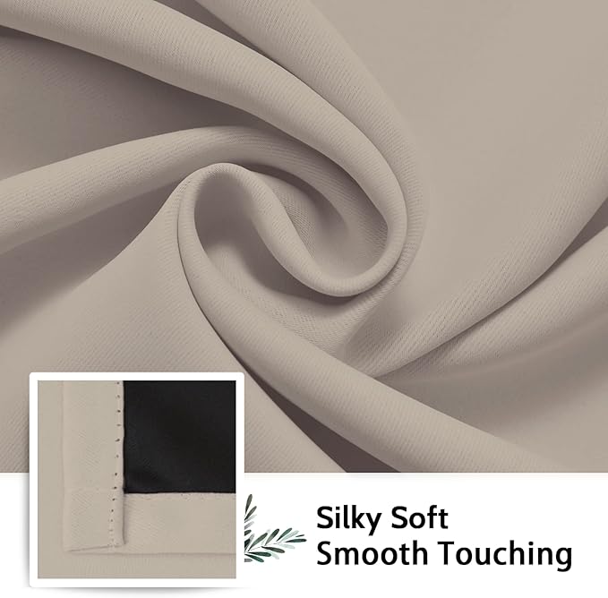 SimpleHome 100% Blackout Curtains for Bedroom,Thermal Insulated Natural Grommet Window Drapes Room Darkening Curtains for Living Room with Black Back,42 x 63 Inch,2 Panels