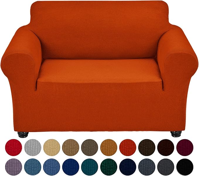 Joccun Stretch Chair Couch Cover,1-Piece Sofa Slipcover Spandex Jacquard Fabric Sofa Covers with Elastic Bottom,Furniture Protector for Dogs,Cats,Kids(Armchair,Pureed Pumpkin)