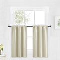 RYB HOME Kitchen Curtains Over Sink 36 inch Length, Rod Pocket Summer Light UV Blocking Energy Efficient, Cabinet Shelf Cupboard Coverings, Width 29 by Length 36, Beige, 2 Panels