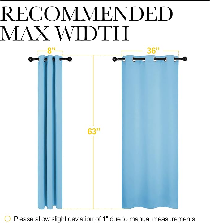 NICETOWN Light Blue Curtains for Nursery, Thermal Insulated Grommet Room Darkning Curtain Panels for Bedroom/Living Room, Privacy Drapes for Classroom(1 Pair, W42 x L63 inches, Blue)