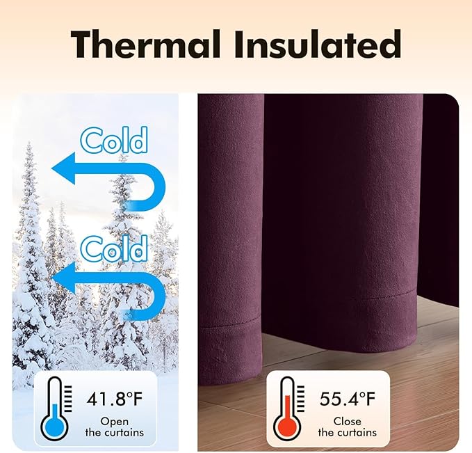 MIULEE Velvet Curtains Purple Orchid Elegant Grommet Thermal Insulated Soundproof Room Darkening Curtains/Drapes for Classical Living Room Bedroom Decor 52 x 108 Inch Set of 2