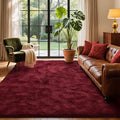Area Rugs for Living Room, 4x6 Feet Soft Fluffy Shagg Plush Rug High Pile Large Indoor Modern Non-Slip Floor Carpet for Bedroom Nursery Girls Kids Home Room Dorm Decor Aesthetic Burgundy