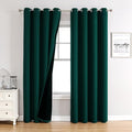 ChrisDowa 100% Blackout Curtains 102 inch Long for Bedroom with Black Liner, 2 Thick Layers Total Blackout Thermal Insulated Grommet Window Curtains 2 Panels Set (Forest Green, 52 x 102 Inch)