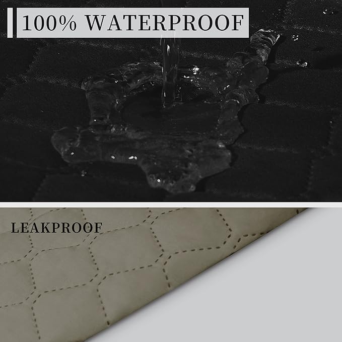 ISSUNTEX Double Protection 100% Waterproof Sofa Covers for Living Room, Couch Covers for 3 Cushion Couch Sofa, Reversible Furniture Protector Sofa Cover for Dogs, Pets, Kids (Sofa, Black/Beige)