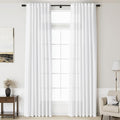 Nanspring White Extra Long Curtain 130 inches Long 2 Panels Set for Living Room Back Tab Modern Farmhouse Coastal Decor Cotton Textured White Sheer Linen Curtains for High Window 52x130
