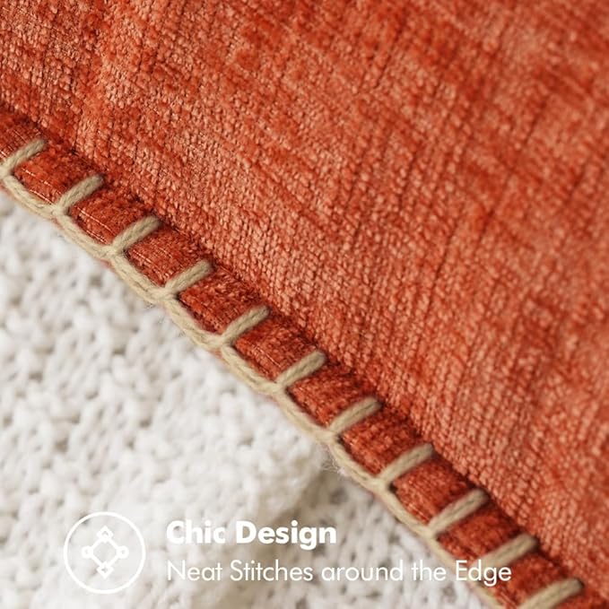 MIULEE Pack of 2 Couch Throw Pillow Covers 20x20 Inch Rust Farmhouse Decorative Pillow Covers with Stitched Edge Soft Chenille Solid Dyed Pillow Covers for Sofa Bed Living Room