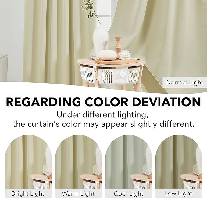 Deconovo Blackout Curtains, Thermal Insulated, W52 x L84 2 Panels, Back Tab, Machine Washable, Room-Darkening Drapes for Bedroom/Living Room Beige