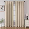 CUCRAF Light Beige Blackout Curtains 45 inch Length 2 Panels Set, Rod Pocket Room Darkening Drapes for Bedroom Living Room, Insulated Thermal Light Blocking Window Curtain (W52 x L45 Inch)