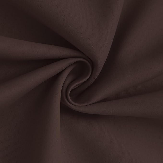 Yakamok 100% Blackout Curtain Panels 84 inches Cold and Light Blocking Drapes for Nursery, 2 Thick Layers Thermal Insulated Draperies (2 Pieces, 50 Wide Each Panel, Brown/White Backing)