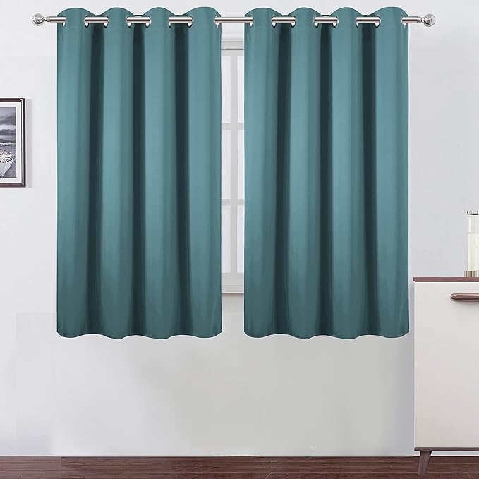 LEMOMO Sea Teal Thermal Blackout Curtains/52 x 54 Inch/Set of 2 Panels Room Darkening Curtains for Bedroom