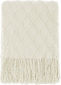 BOURINA Beige Throw Blanket 50x60 Inches Throw Textured Solid Soft Sofa Couch Decorative Knit Blanket