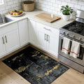Washable Area Rugs 3x4 Non-Slip Modern Abstract Soft for Living Room Entryway Bedroom Nursery, Print Pattern, Dark Black Gold