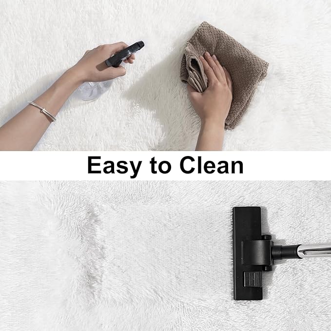Ultra Soft Runner Rugs for Bedroom Hallways with Upgraded Non-Slip Rubber Backing & Thick Memory Sponge, 2x6 Feet Fluffy Shag Throw Area Rug for Bedside Dorm Cream
