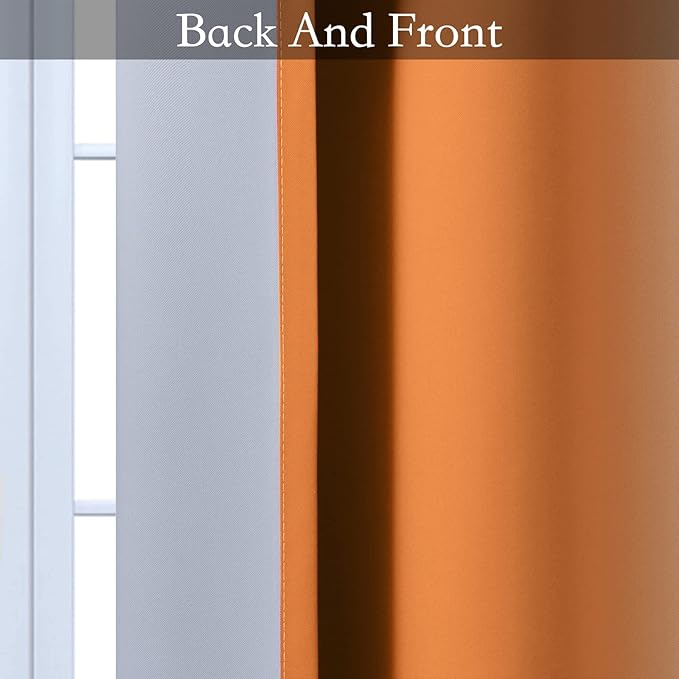 SimpleHome Ombre Room Darkening Curtains 45 inches Length for Bedroom,Grommet Gradient Light Blocking Orange Gradient Window Curtains for Living Room,2 Panels, 52x45 inches