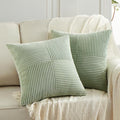 Fancy Homi 2 Packs Sage Green Decorative Throw Pillow Covers 22x22 Inch for Living Room Couch Bed Sofa, Farmhouse Boho Home Decor, Soft Corss Corduroy Patchwork Accent Square Cushion Case 55x55 cm