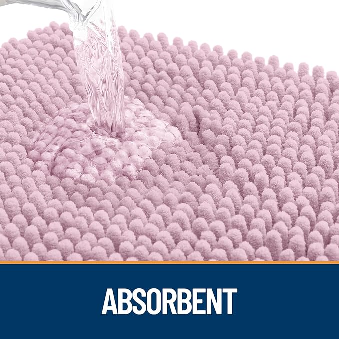 OLANLY Dog Door Mat for Muddy Paws 59x35, Absorbs Moisture and Dirt, Absorbent Non-Slip Washable Doormat, Quick Dry Chenille Mud Mat for Dogs, Entry Indoor Entryway Carpet for Inside Floor, Dusty Rose