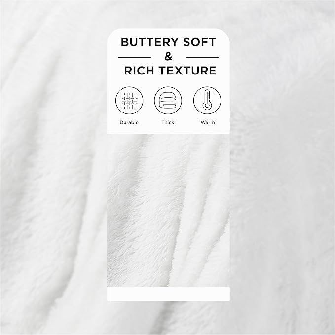 Bedsure GentleSoft Fuzzy Sherpa Faux Fur Twin Blanket White Cozy Gifts for Women Men, Soft Fleece Plush Warm Minky Thick Blanket Twin Size for Bed, Couch, White Room Decor Dorm Essentials, 60x80
