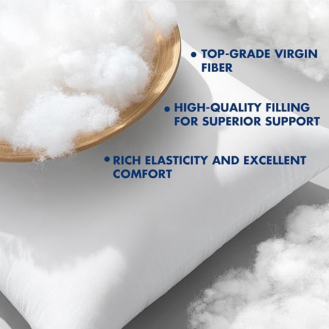 MIULEE 18x18 Pillow Inserts with Cotton Cover,Set of 4 100% Virgin Microfiber Throw Pillows for Couch Sofa and Bed
