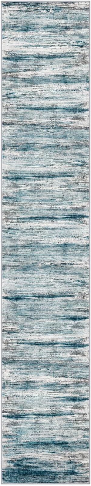 KOZYFLY Modern Abstract Hallway Runner Rug,2.6x14 Washable Rug Runner Non-Slip Soft Striped Kitchen Runner Rugs, Print Blue Carpet Runner for Entryway Bathroom Laundry Room Foyer