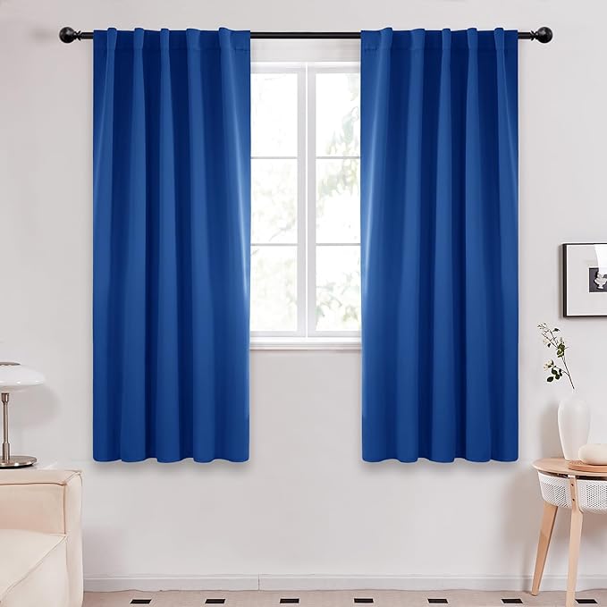 Deconovo Blackout Curtain Panels for Kids Bedroom, Room Darkening Back Tab and Rod Pocket Curtains, 42x72 Inch, adult, Royal Blue, 2 Panels, adult