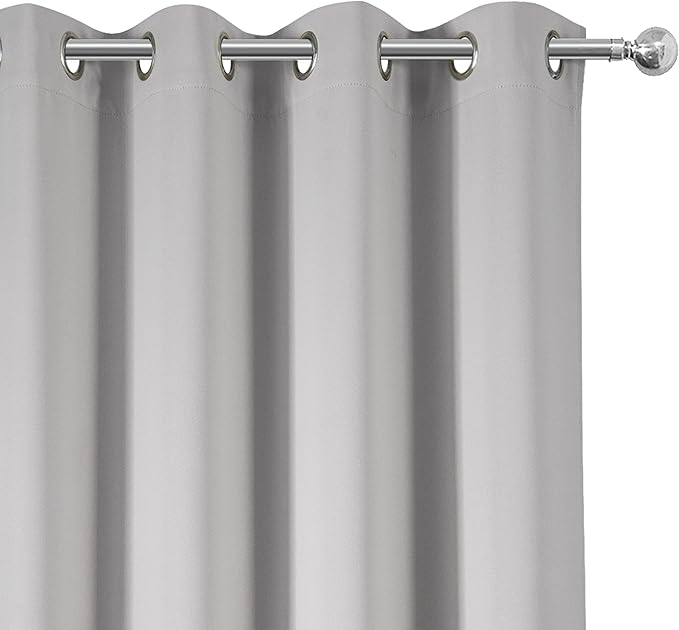 LEMOMO Light Grey Blackout Curtains 66 x 63 Inch Length/Set of 2 Curtain Panels/Thermal Insulated Room Darkening Blackout Curtains for Bedroom
