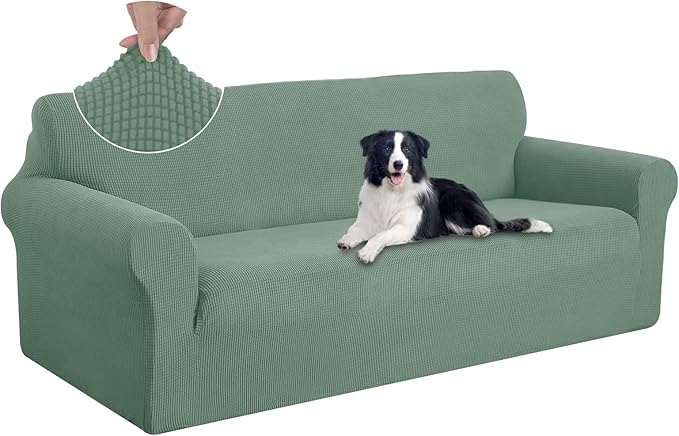 U-NICE HOME Stretch Couch Cover Sofa Cover Sofa Slipcover Furniture Protector for 4 Cushion Couch Sofa Pet Friendly(Oversized Sofa, Cyan)