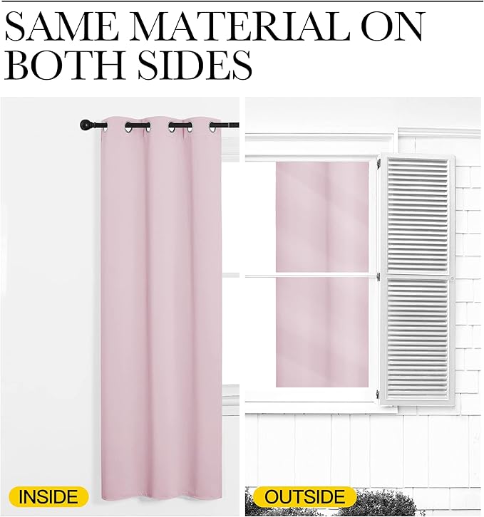 NICETOWN Room Darkening Drapes for Nursery - Light Blocking Curtain Panels for Bedroom Girl Room, Soft Fabric Window Treatment (Lavender Pink, 42 inches Width by 95 inches Length, 1 Pair)