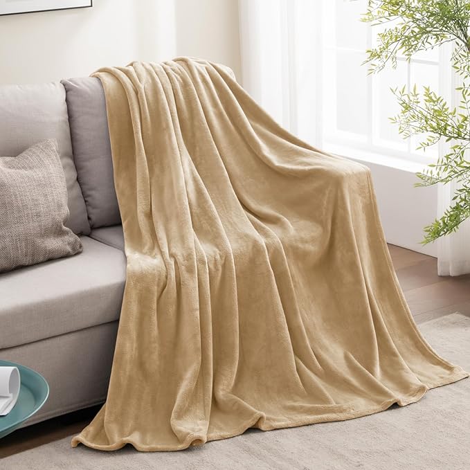 BEDELITE Fleece Blanket Twin Size Light Camel Throw Blankets for Couch & Bed, Luxury Plush Cozy Fuzzy Blanket 60x80 inches, Super Soft Warm Lightweight Throw Blanket for Travel Camping