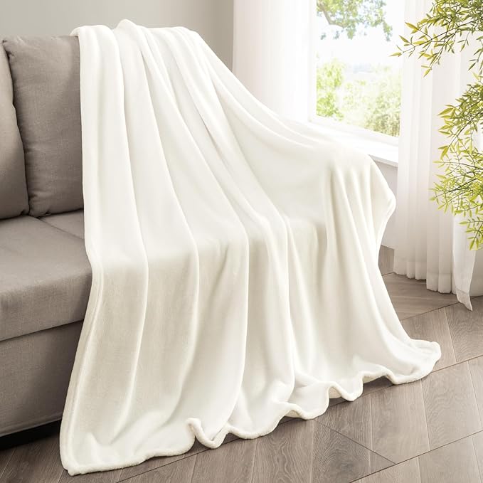 BEDELITE Fleece Blanket Cream Throw Blankets for Couch & Bed, Luxury Plush Cozy Fuzzy Blanket 50" x 60", Super Soft Warm Lightweight Throw Blanket for Travel Camping