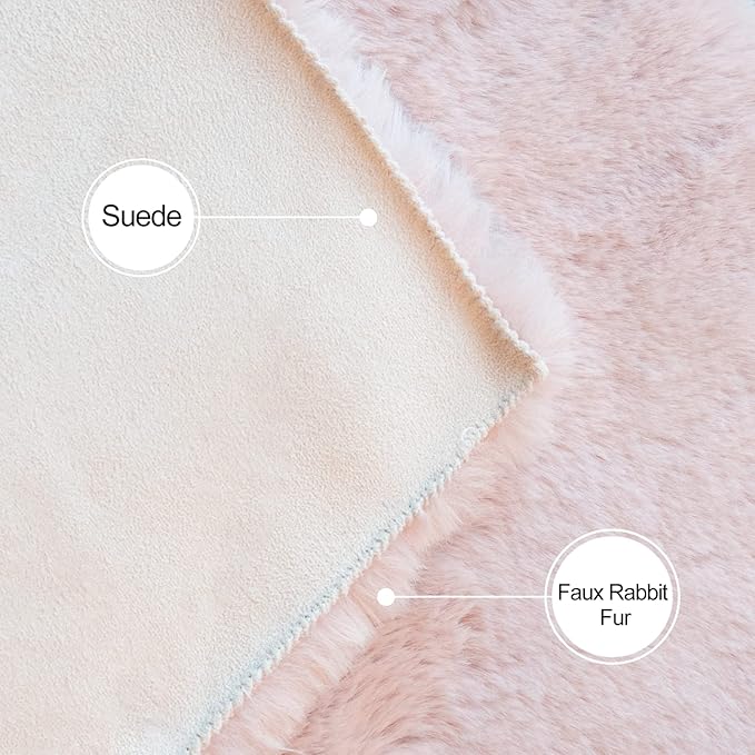 ORINOVA Pink Fuzzy Faux Washable Fluffy Fur Area Rugs for Living Room Cute Small Furry Rugs for Bedroom Kids Rug 2x3 Rug Girls Nursery Rug Rectange Rugs