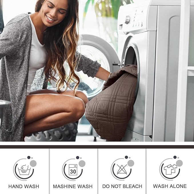 TAOCOCO 100% Waterproof Recliner Sofa Cover, Non Slip Split Couch Covers for Reclining Couches with Straps, Washable Reclining Sofa Cover Furniture Protector for Kids Pets(3 Seater, Dark Brown)