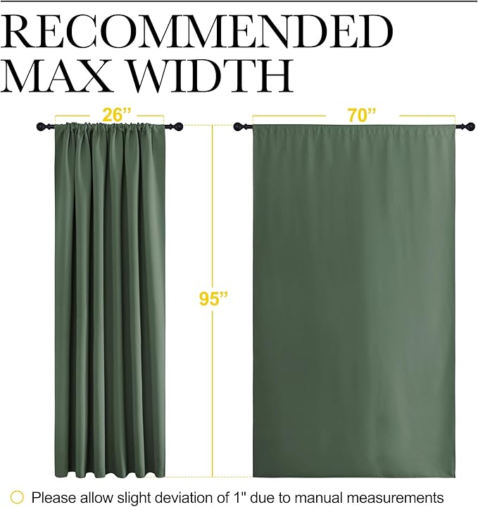NICETOWN 2 Panels Blackout Curtains, Rod Pocket Thermal Insulated Drapess for Bedroom, Privacy Protection Easy-Care Heavy Duty Curtains for Living Room/Dining Room, W70 x L95 inches, Dark Mallard