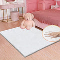 ORINOVA White Shaggy Bunny Fur Rugs for Living Room Washable Furry Area Rugs for Bedroom Nursery Rug 3x5 Teen Room Décor Boho Rug