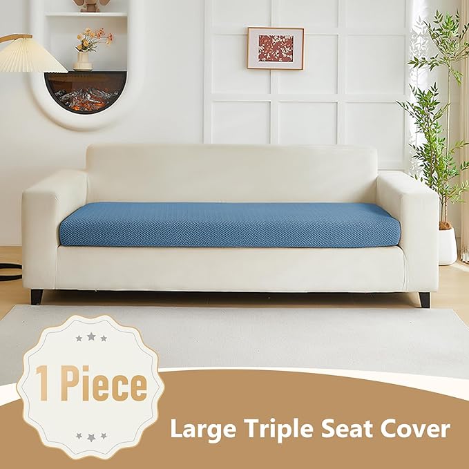 Couch Cushion Covers for Sofa Couch Covers Wear-Resistant Universal Sofa Cover Washable Stretch for Sectional Slipcovers (Texture-Blue,Large Triple Seat Cover)