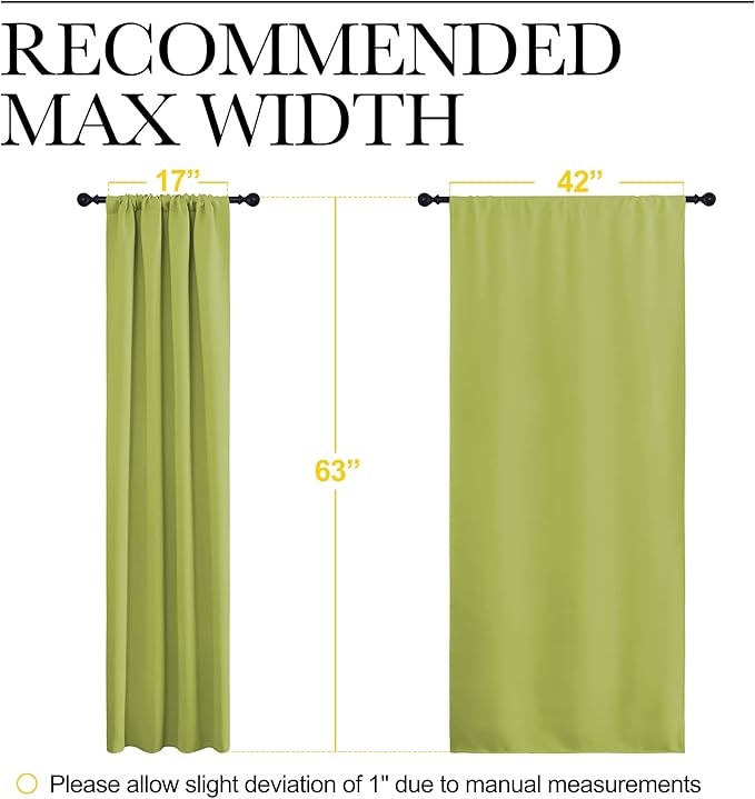 NICETOWN Green Blackout Draperies Curtains - Thermal Insulated Home Decoration Blackout Drapes for Kid's Room (1 Pair, 42 x 63 Inch, Fresh Green)
