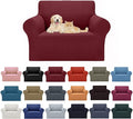 Cupuamon 2026 New Stretch Chair Sofa Slipcovers Couch Cover for 1 Seater Furniture Protector Sofa Covers with Elastic Bottom Jacquard Fabric Small Checks for Pets, Kids - Dark Red