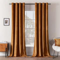 MIULEE Velvet Curtains Gold Brown Elegant Grommet Curtains Thermal Insulated Soundproof Room Darkening Curtains/Drapes for Fall Living Room Bedroom Decor 52 x 90 Inch Set of 2, Pumpkin Brown