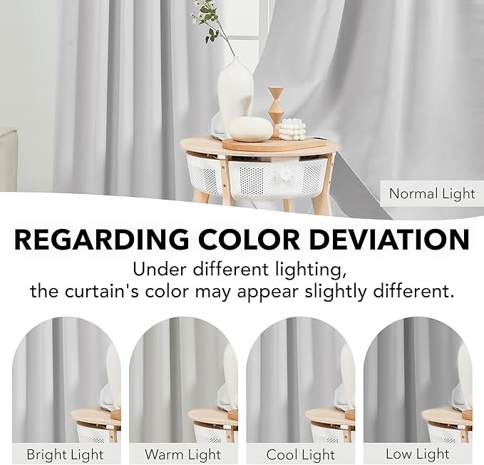 Deconovo Back Tab and Rod Pocket Curtains Blackout Curtains Thermal Insulated Room Darkening Curtains for Bedroom 52Wx63L Inch Platinum 2 Panels