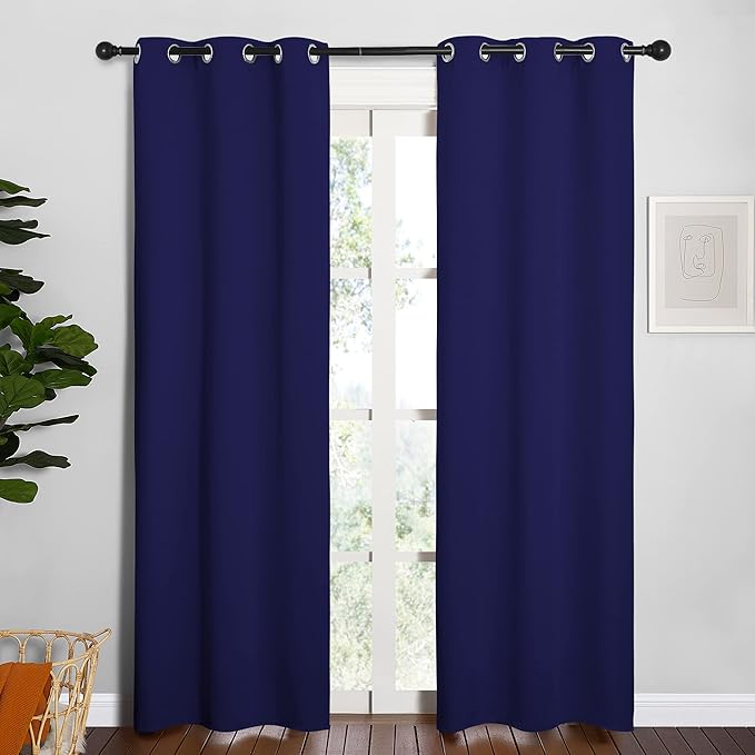 NICETOWN Blackout Curtain Panels, Window Treatment Energy Saving Thermal Insulated Solid Grommet Blackout Drapes/Draperies (Royal Blue, 1 Pair, 34 by 84-inch)
