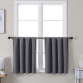 Simplebrand Ava Grey Short 30 Inches Blackout Curtain 2 Panels Set, Half Window Rod Pocket Privacy Curtain Tiers for Kitchen, Curtains Blackout for Bathroom Shades, W30 x L30 Inch, Grey