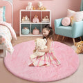 yulidayang Pink Fluffy Round Area Rugs for Bedroom,6'X6'Shag Circle Area Rugs for Girls Room,Non Slip Fuzzy Plush Rug for Kids Room Living Room and Dorm Home Decor Rug
