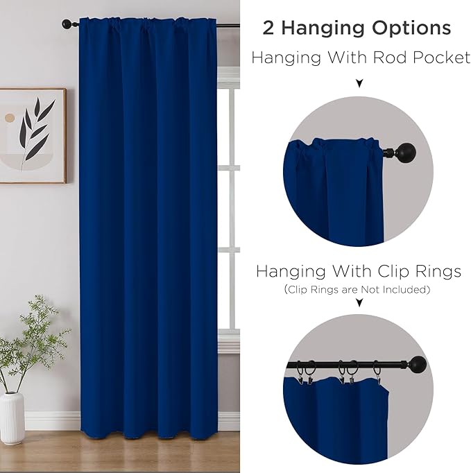 CUCRAF Royal Blue Blackout Curtains Customize, Rod Pocket Room Darkening Curtain for Bedroom Living Room, Thermal Insulated Window Drapes 1 Panel (Custom Size, Color)