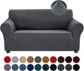 Joccun Stretch Loveseat Couch Cover Slipcover, 1-Piece Sofa Cover for 2 Cushion Couch Spandex Jacquard Washable Furniture Protector Cover for Living Room,Kids,Pets（Loveseat,Gray）